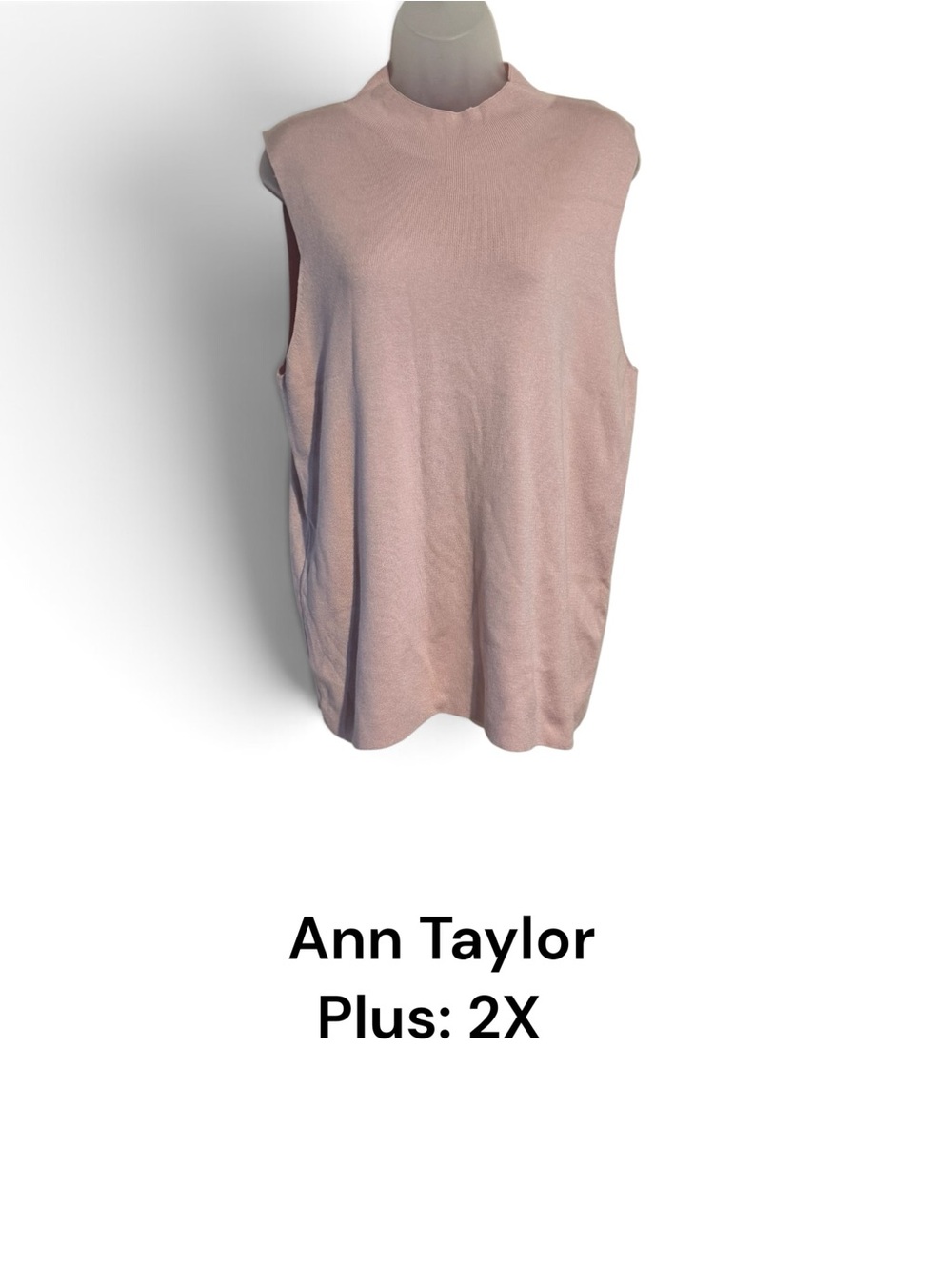Ann Taylor Plus Dusty Pink Sleeveless Mock Neck Sweater - PLUS: 2X  #11